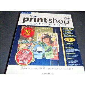 Broderbund The Print Shop Deluxe Suite Version 15 Printing Photo Editing